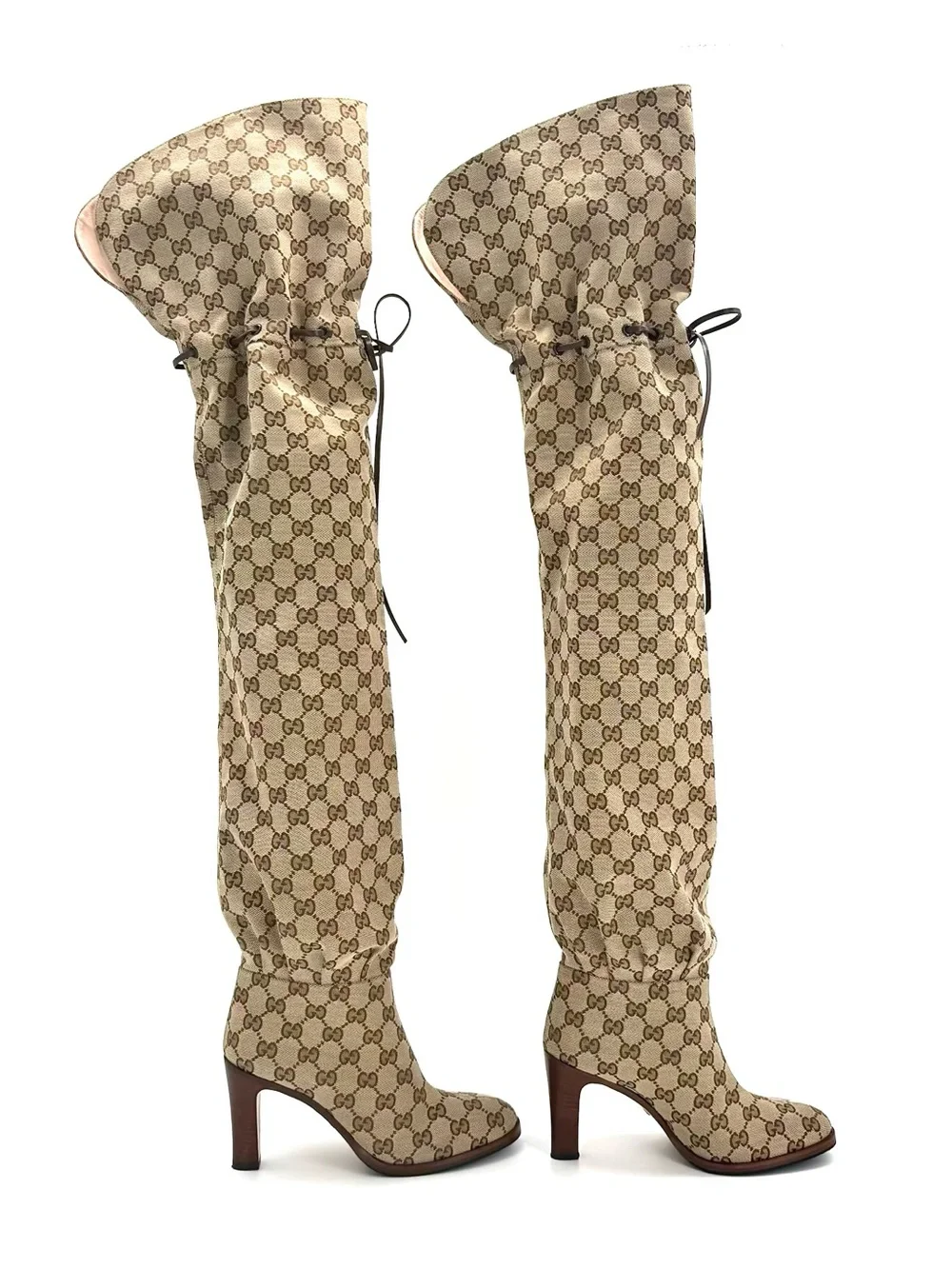 Gucci Lisa GG Monogram Slouch Thigh High Pull On Boots 36